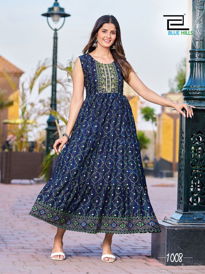 Cocktail By Blue Hills Printed Plus Size Anarkali Kurtis Catalog
